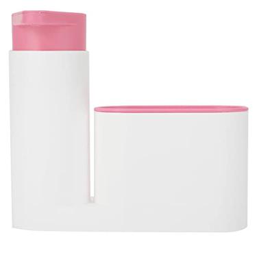Imagem de Esponja de lavagem multifuncional dispensador de sabão kit de armazenamento ecológico material ABS durável cozinha banheiro organizador para pia bancada verde azul rosa 17,5 cm (Rosa)