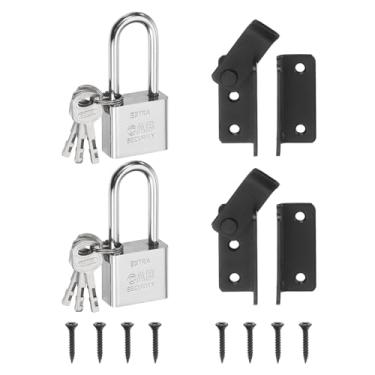 Imagem de PATIKIL 2 peças 3 mm trinco de portão, aço inoxidável 304 abertura esquerda parafuso deslizante trava de porta para quarto portas de banheiro armários janelas, preto