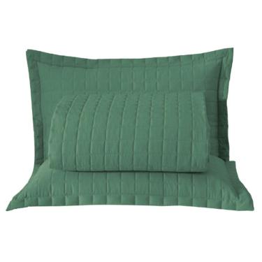 Imagem de Kit Cobre Leito Colcha Monaco King Dupla Face 3 Peças - Verde