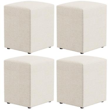 Imagem de Kit 04 Puffs Quadrado L02 Linho Champagne