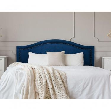 Imagem de Cabeceira King Curva Luxo 193x60 Suede Azul - Tachas Fumê