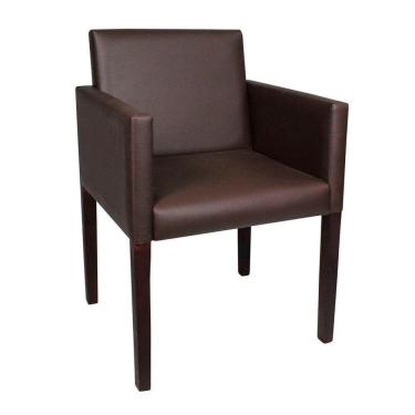 Imagem de Poltrona Nina Slim Em Tecido Sintético Para Escritório Marrom Café - Cor: Marrom