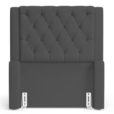 Imagem de Cabeceira Atena Para Cama Box Solteiro 90cm Capitonê Com Frame Suede Cinza - Abmaza