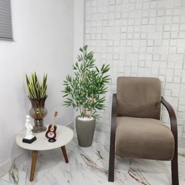 Imagem de Planta Artificial Bambu da Sorte Realista 1,10m com Vaso Decorativo, Arranjo Alto para Sala, Escritório e Varanda(Coluna Cinza)