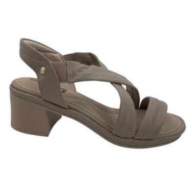 Imagem de Sandália Casual Couro Comfortflex Salto Bloco Bege 2567403 - Bege 38-Feminino