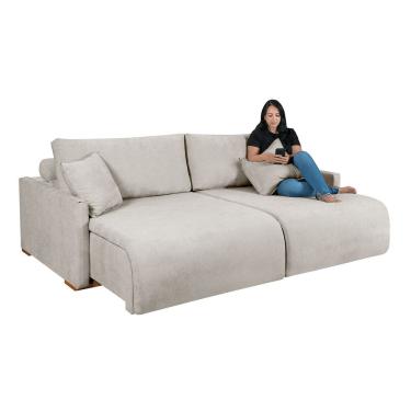 Imagem de Sofá Cama Living Retrátil Milão Com Almofadas Soltas 2,20 em Linho
