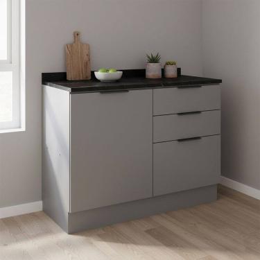 Imagem de Balcão de Cozinha Lumina 1 Porta 3 Gavetas Cinza - Telasul