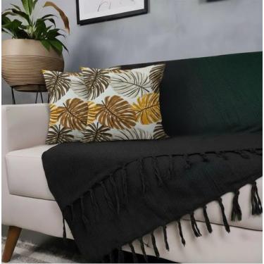 Imagem de Kit Manta Para Sofá Preta+ 2 Capas De Almofada Com Zíper Cor:03 - Dica