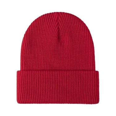 Imagem de Gorro de malha preta unissex, boné de caveira liso quente para inverno