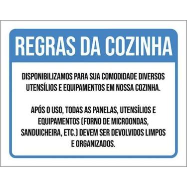 Imagem de Placa Sinalização - Regras Cozinha ul Uso 18X23 - Sinalizo