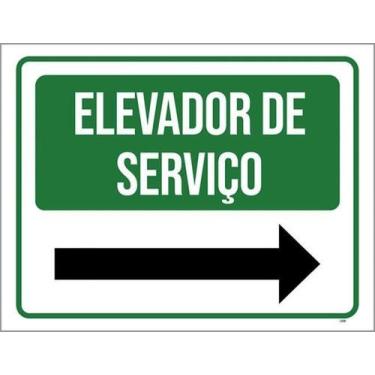 Imagem de Placa Sinalização - Elevador Serviço Verde Seta 27X35 - Sinalizo