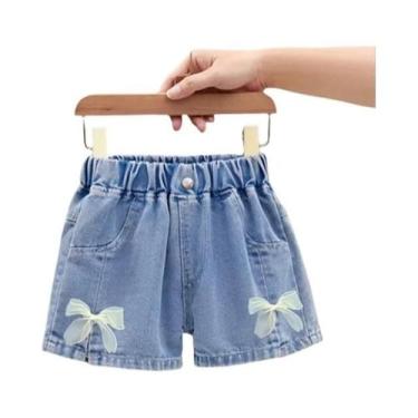 Imagem de Shorts De Jeans A-line Para Meninas Moda Coreana De Verão 3-12 Anos - 