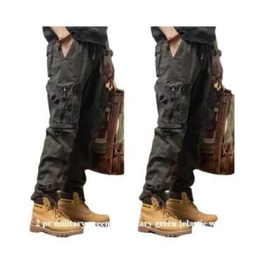 Imagem de Calças Jeans Masculinas Oversized De Lona 24oz Com Múltiplos Bolsos Pa