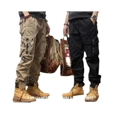 Imagem de Calças Jeans Masculinas Oversized De Lona 24oz Com Múltiplos Bolsos Pa