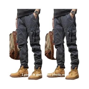 Imagem de Calças Jeans Masculinas Oversized De Lona 24oz Com Múltiplos Bolsos Pa