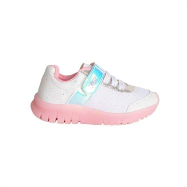 Imagem de Tênis Running Infantil Kidy Led Branco E Rosa-Feminino