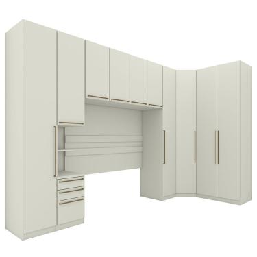 Imagem de Quarto Modulado Casal Seletto 6 Peças Com Canto Oblíquo Areia - Móveis Henn Areia