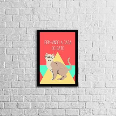 Imagem de Quadro Bem Vindo a Casa do Gato 45x34cm - com vidro