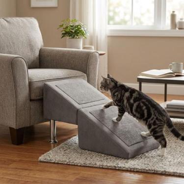 Imagem de Rampa Escada Vira Puff P02 Móvel Suede Para Pets Cachorro Gato Cor:Ros