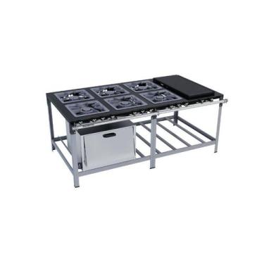 Imagem de Fogão Industrial 6 Bocas 40X40 com Chapa e Forno Luxo Metalmaq