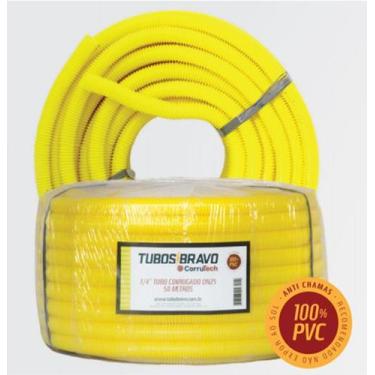 Imagem de Conduíte Eletroduto Corrugado PVC Amarelo 3.4 50m Antichama NBR 15.465