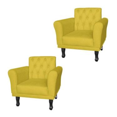 Imagem de Kit 2 Poltronas Decorativas Pés Luis VX Para Clínica Classic Suede Ama