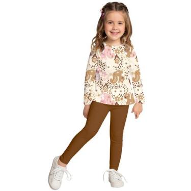 Imagem de Conjunto Infantil Menina Blusa Manga Longa e Legging Confortável Moder
