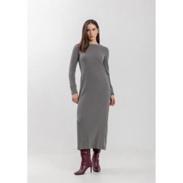 Imagem de Vestido Midi Chá De Mangas Longas Em Malha Canelada-Feminino