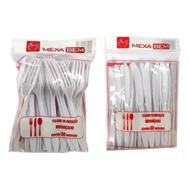 Imagem de Kit Churrasco 150 Garfo e 150 Faca Refeição Reforçados Descartável. - 
