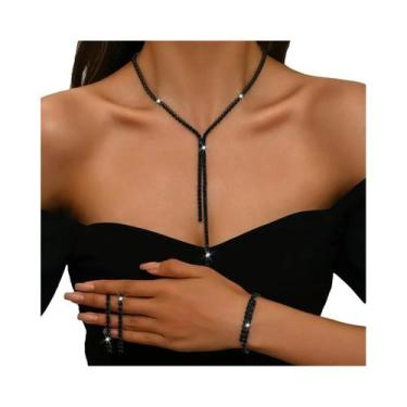 Imagem de Conjunto De Joias Geométricas Femininas 4 Peças: Colar, Brincos E Puls