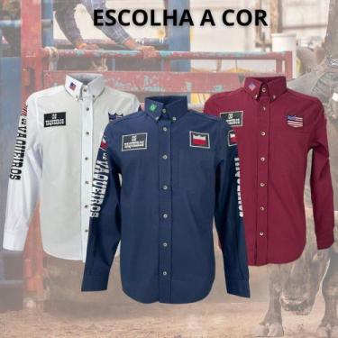 Imagem de Camisa Country Competição Masculina Os Vaqueiros Bordada Cowboy Bordô 
