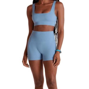 Imagem de Top Lupo Seamless Basic Canelado Feminino - Azul, GG
