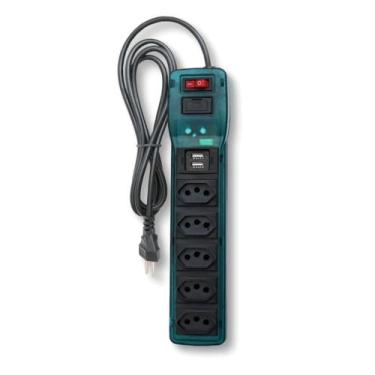 Imagem de Filtro De Linha Power Line 5t Azul Com 2 Saídas Usb Bivolt 2200va - 21