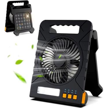 Imagem de Ventilador Portátil Recarregável Energia Solar Camping Potente Com Led