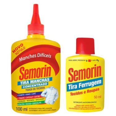 Imagem de Combo sem manchas Tira Manchas Dificeis 100ml + Tira Ferrugem Semorin 