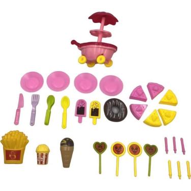 Imagem de Conjunto de Casinha Lanche da Turma 31 Peças com Pratos Copos Talheres e Alimentos Pica Pau Brinquedos