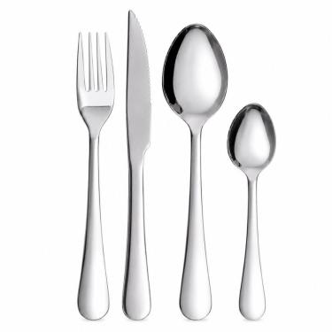 Imagem de Conjunto de Talheres 16 Peças Aço Inox 18-0 com Faca de Churrasco e Cabo Anatômico Prata Carisma