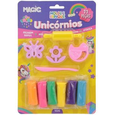 Imagem de Massa de Modelar Unicórnio Kit com 11 Peças Moldes e Brinquedos Cuca Criativa
