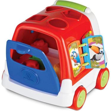 Imagem de Brinquedo Educativo Baby Bus com Formas e Engrenagens Giratórias para Crianças Mercotoys