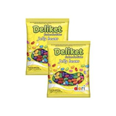 Imagem de Bala de Goma Jujuba Jelly Beans Deliket Frutas 500g - 2 Pcts