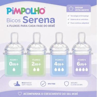 Imagem de Kit 2 Bicos Mamadeira Serena Pimpolho Fluxo Variável 0-6m+ Antirrespin