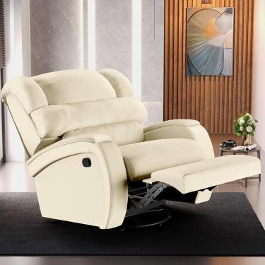 Imagem de Poltrona Kylie Glider G23 Reclinável com Massagem Usb Pu Bege Giratória Gran Belo