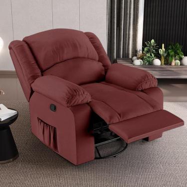 Imagem de Poltrona Madrid Glider Manual Reclinável com Massagem Usb Pu Vermelho Gran Belo