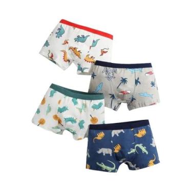 Imagem de Cuecas Boxer De Algodão Para Meninos 4 Peças Com Estampa De Desenhos A