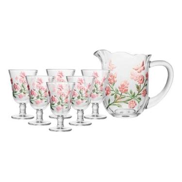 Imagem de Conjunto Lys Floral Jarra 1,5l + 6 Taças 240ml Lyor - Rojemac