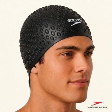 Imagem de Touca de Natação Adulto Water Drops - PRETO ÚNICO - Speedo, Preto, ÚNI