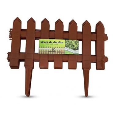 Imagem de Kit de 3 Cercas Decorativas Inglesas Para Jardim Marrom de Plástico Ce