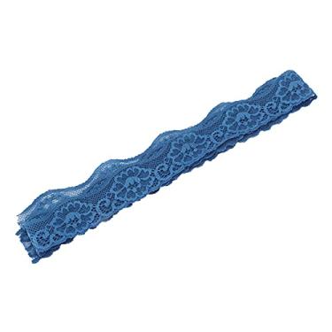 Imagem de Fita de renda azul, 10 jardas confortável elástico elástico guarnição de renda azul para decorações para costura faça você mesmo