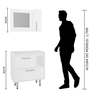 Imagem de Kit Gabinete para Banheiro 75cm com Espelheira e Sem Cuba Estilare Móveis - Branco