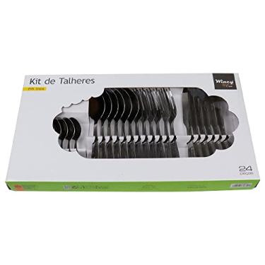 Imagem de Kit Talheres Faqueiro Mesa de Jantar Jogo Aço Inox Luxo Conjunto 24 Peças - Wincy